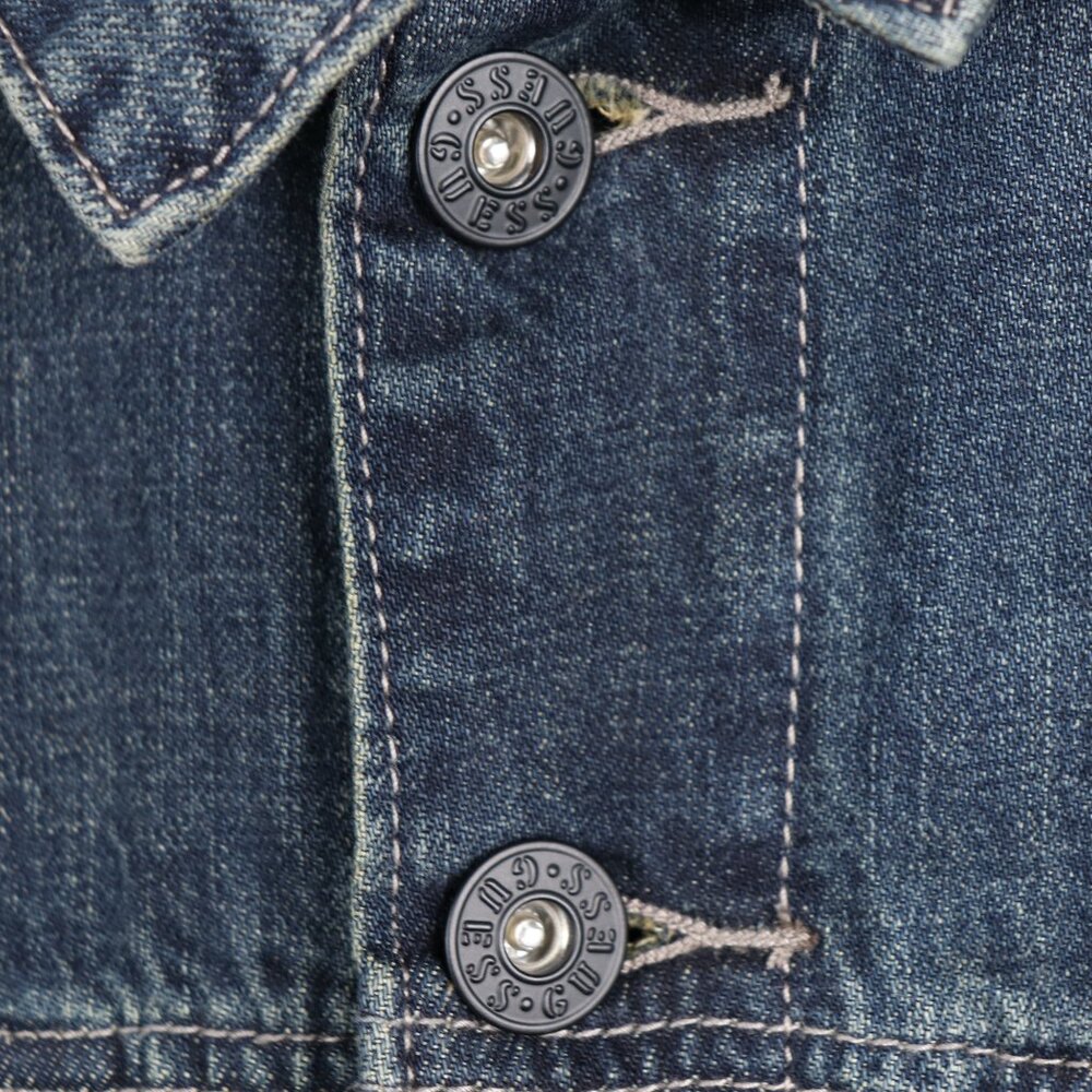 Guess Men's XXL Blue Denim Jacket Casual Regular Fit Button Down With Pockets - Picture 4 of 14